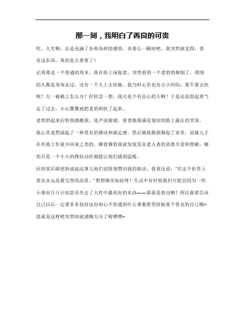 我明白了善良的可贵 作文450字