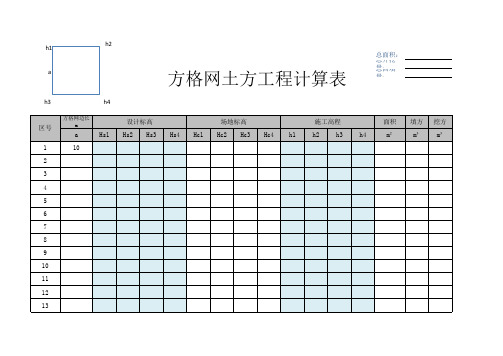 网格法土方工程自动计算表(xls页)