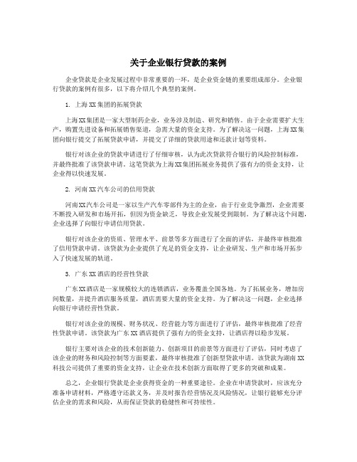 关于企业银行贷款的案例