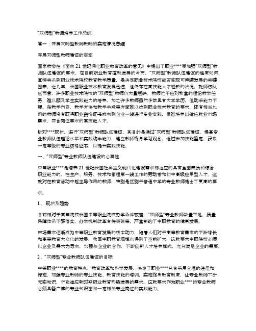 “双师型”教师培养工作总结