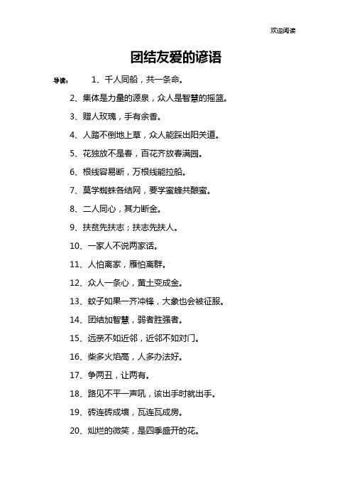 团结友爱的谚语