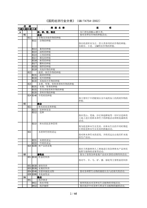 《国民经济行业分类》(GBT)