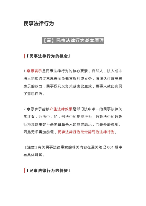 2021法考必背知识点解析与总结-民事法律行为