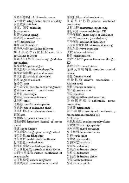 机械类专业英语词汇(设计,理论,模具,量具等)