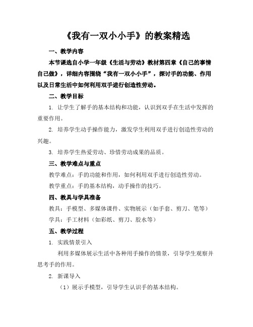 《我有一双小小手》的教案精选