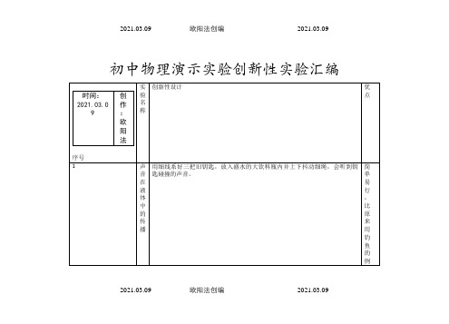 初中物理【创新性实验】之欧阳法创编