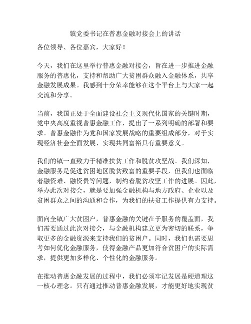 镇党委书记在普惠金融对接会上的讲话