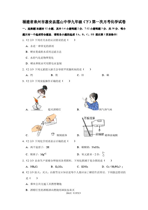 福建省泉州市惠安县莲山中学九年级(下)第一次月考化学试卷