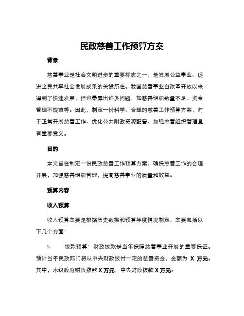 民政慈善工作预算方案