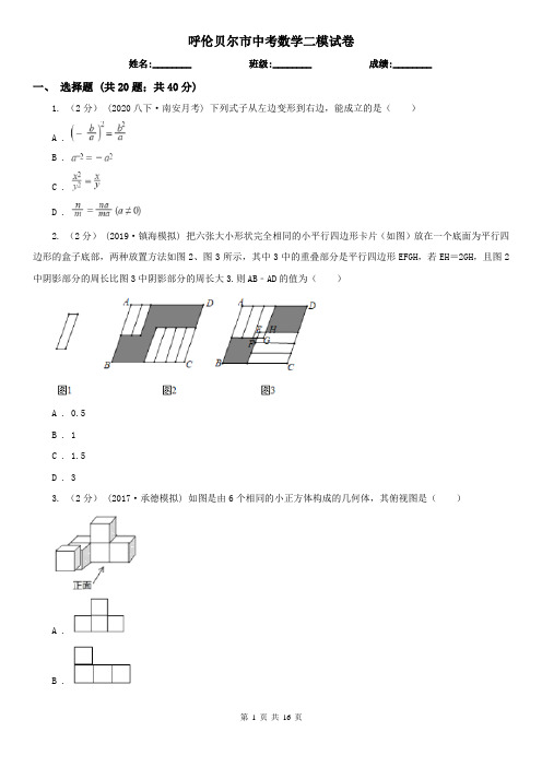 呼伦贝尔市中考数学二模试卷