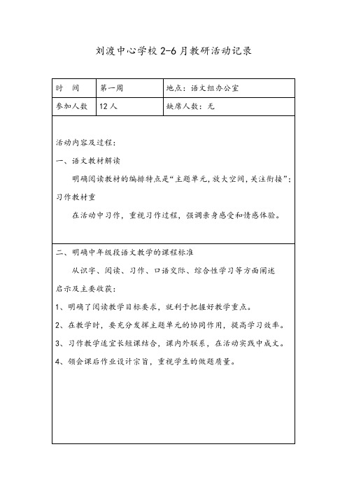 2017初级中学语文教研组活动记录