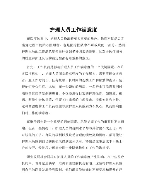 护理人员工作满意度