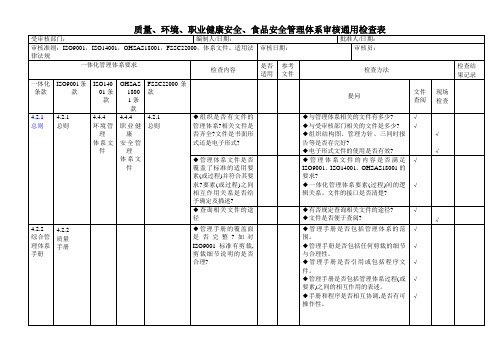 职业健康安全管理体系ISO45001-2018体系内审检查表