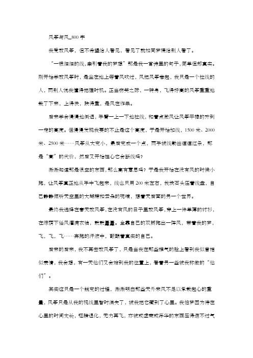 高中作文 叙事 风筝与风_800字