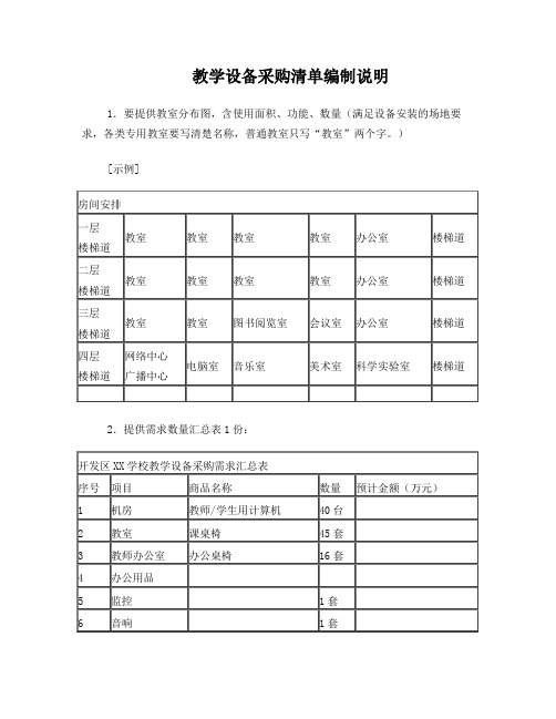 教学设备采购清单编制说明