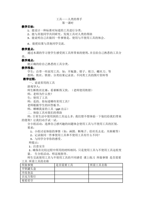 冀人版五年级科学下册《工具与技术  21 工具——人类的帮手》教案_12