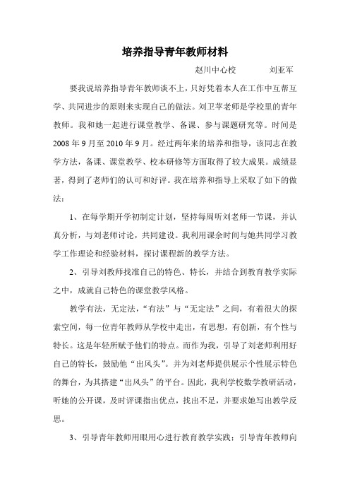 培养指导青年教师材料