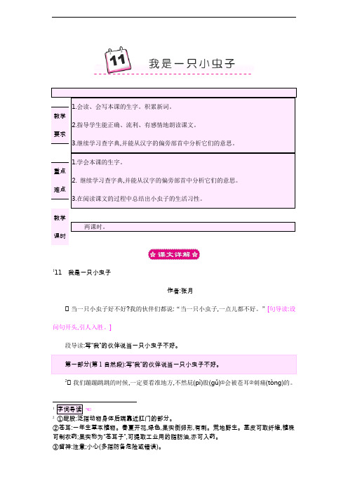 部编人教版二年级语文下册教案 11 我是一只小虫子