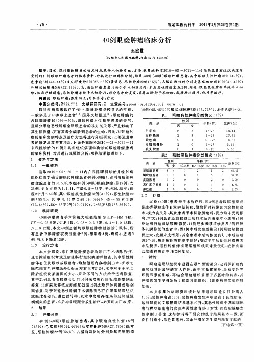 40例眼睑肿瘤临床分析