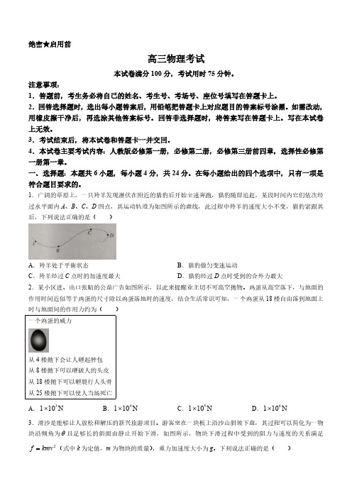 2024届湖南省衡阳市金太阳高三上学期期中考试物理试题及答案