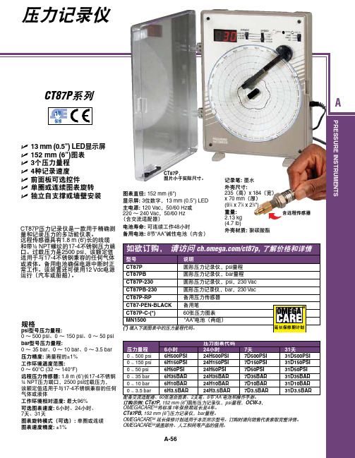 Omega CT87P 6英寸压力记录仪说明书