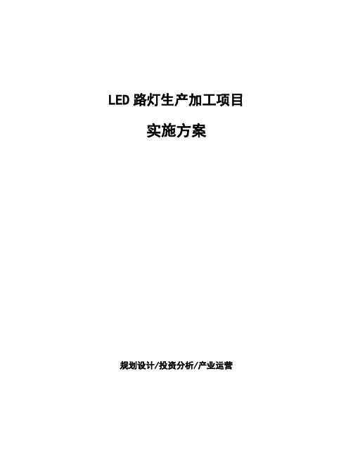 LED路灯生产加工项目实施方案