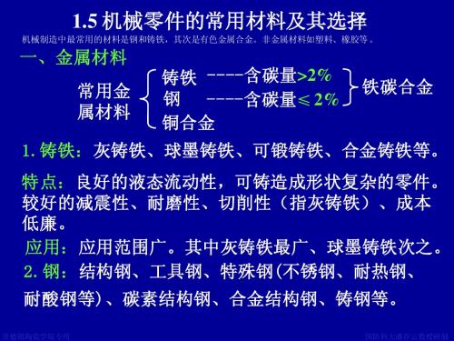 1-5机械零件的常用材料及其选择