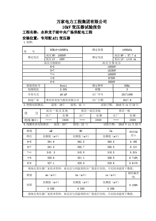 变压器试验报告