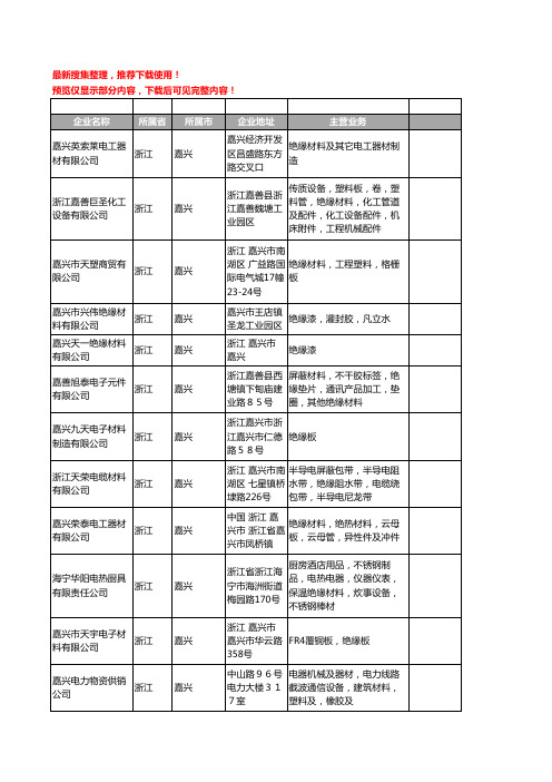 新版浙江省嘉兴绝缘材料工商企业公司商家名录名单联系方式大全129家