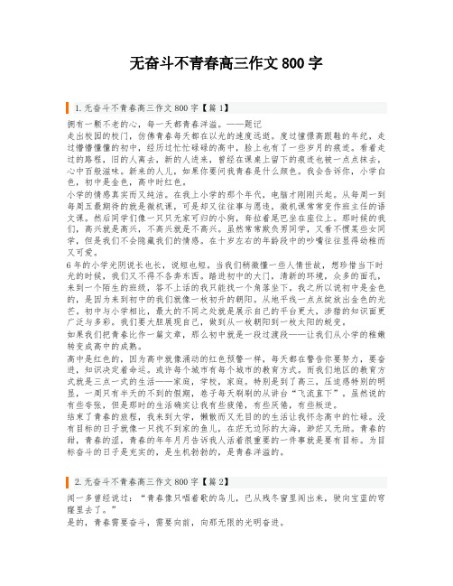 无奋斗不青春高三作文800字