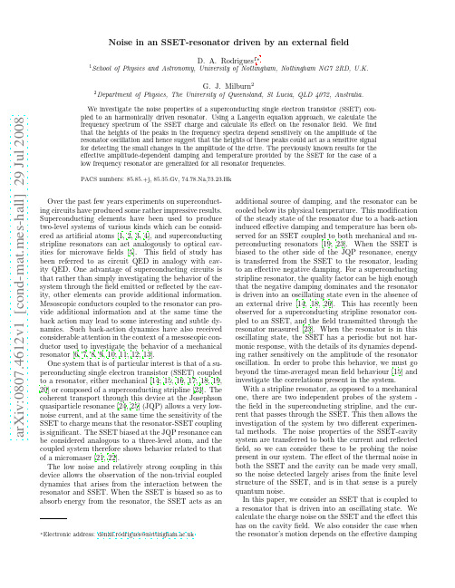 Noise in an SSET-resonator driven by an external field