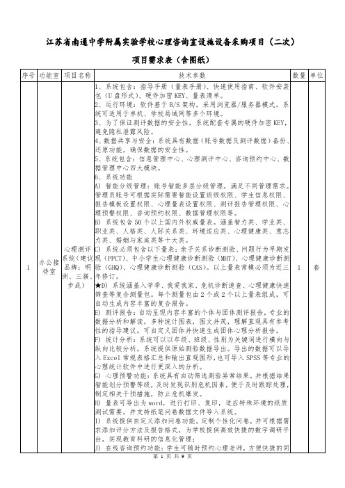 江苏省南通中学附属实验学校心理咨询室设施设备采购项目