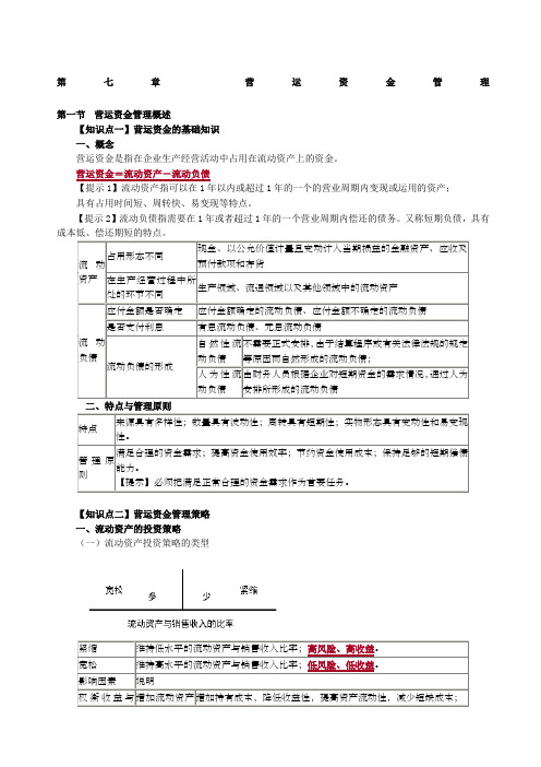 年中级会计财务管理第七章知识点