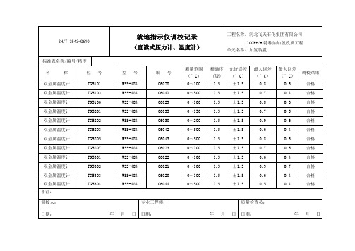 3543-G610就地指示仪调校记录