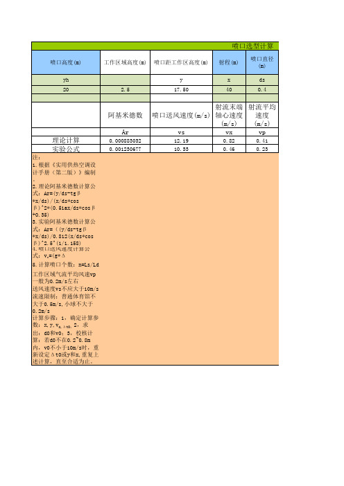 喷口送风计算