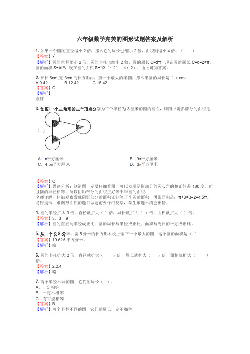 六年级数学完美的图形试题答案及解析
