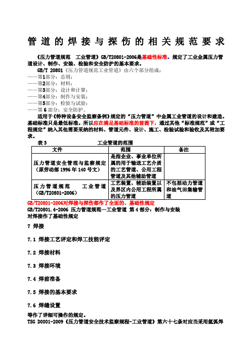 管道的焊接与探伤的相关规范要求