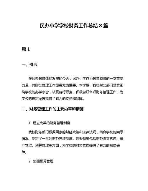 民办小学学校财务工作总结8篇