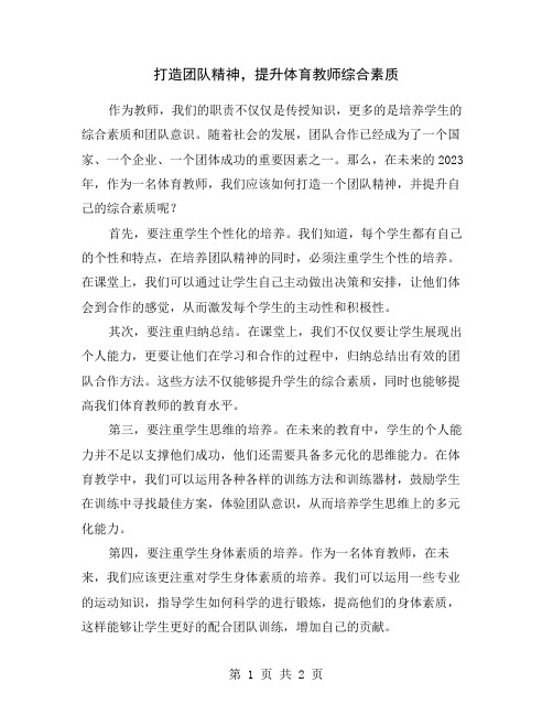 打造团队精神,提升体育教师综合素质