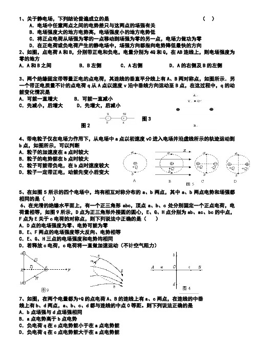 电场电场线电场强度练习题