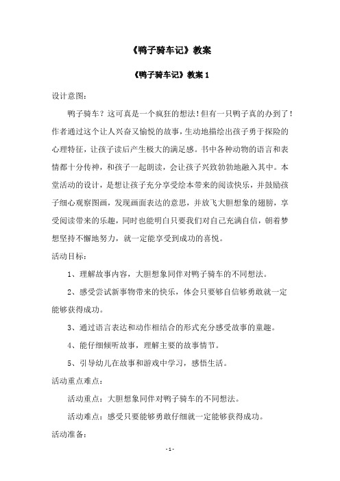 《鸭子骑车记》教案