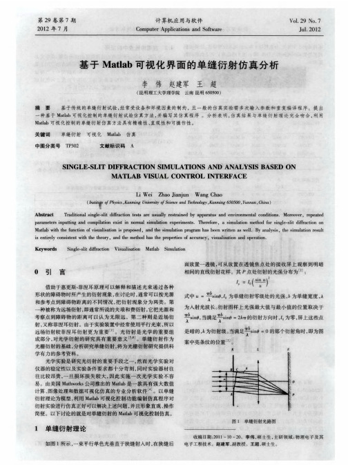 基于Matlab可视化界面的单缝衍射仿真分析