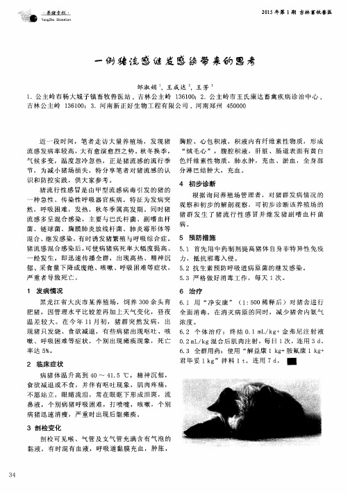 一例猪流感继发感染带来的思考