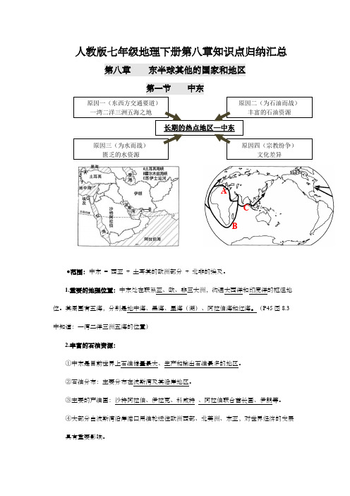 人教版七年级地理下册第八章知识点归纳汇总