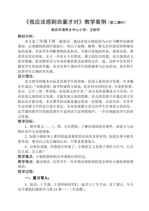 《我应该感到自豪才对》教学案例(第二课时)