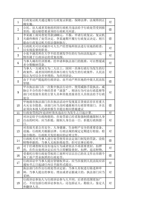 浙江省执法证考试判断题及答案1