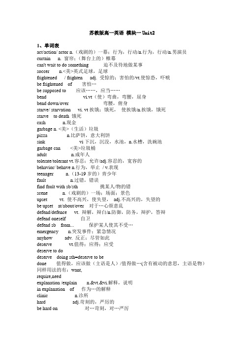 苏教版高一英语 模块一Unit2(单词_短语_词组)