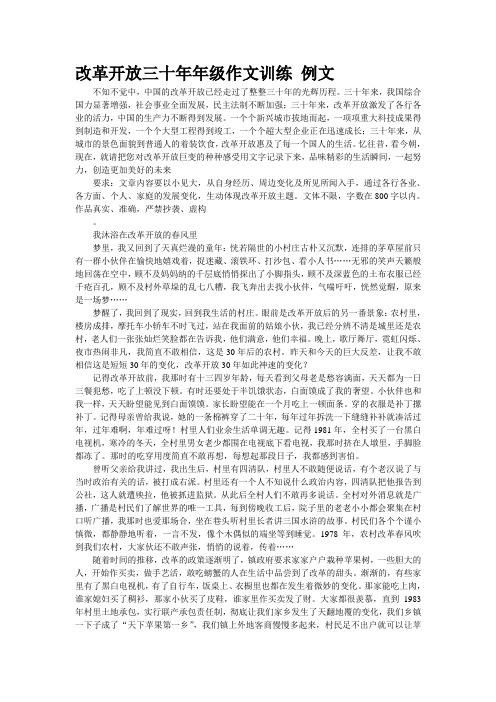 改革开放三十年年级作文训练 例文