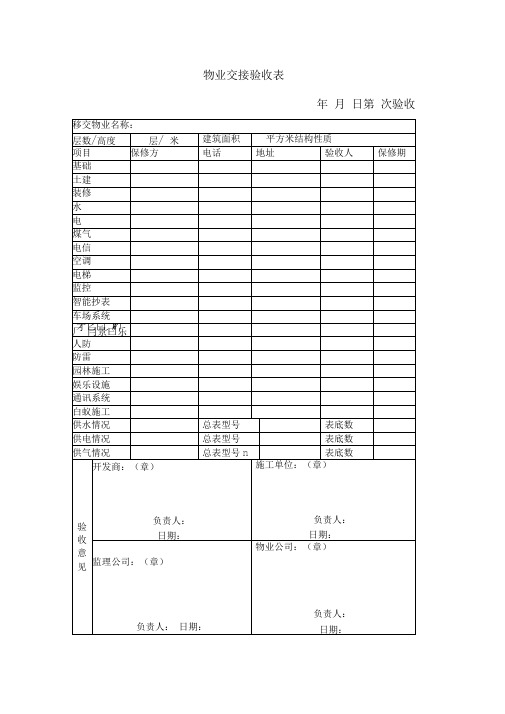 物业交接验收表