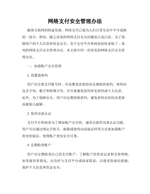 网络支付安全管理办法